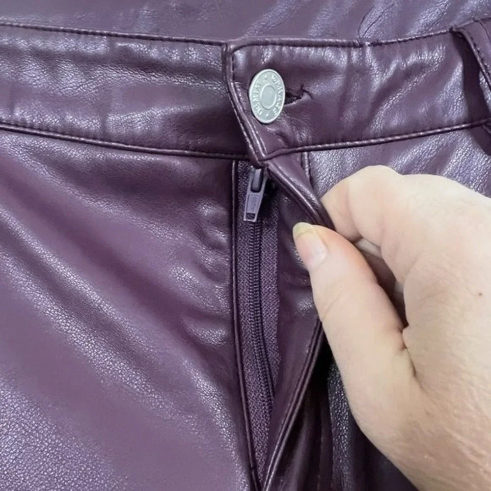 GARAGE CLOTHING -‎ Women's Burgundy Faux Leather Pants Straight Medium M